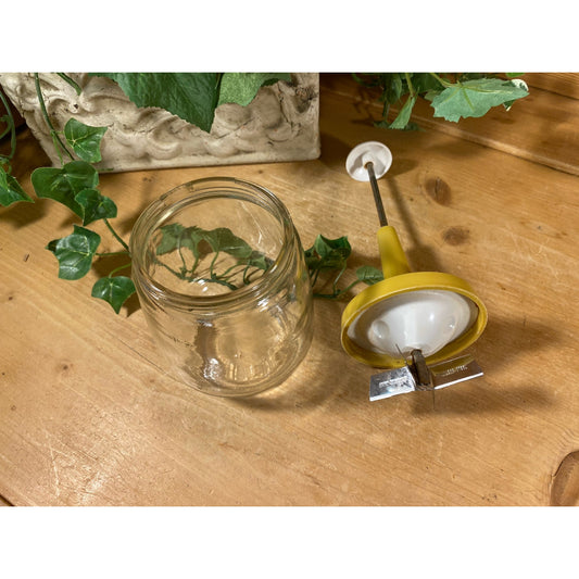 Vintage Yellow Plastic + Glass Jar Nut Chopper | Federal Housewares | Midcentury Modern Kitchen Decor | Vintage Plastic and Glass Chopper