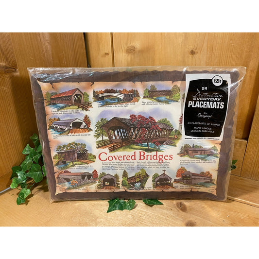 Vintage Covered Bridges Placemat In Original Packaging | New Old Stock | Everyday Placemat by Springprint | Midcentury Modern Table Decor