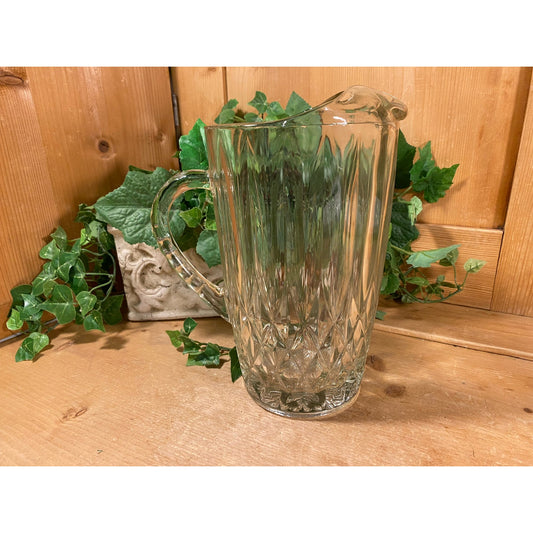 Vintage Clear Glass Water Pitcher | Anchor Hocking | Crown Point | Cottagecore Table Decor | Glass Tea, Water, or Juice Pitcher | Academia