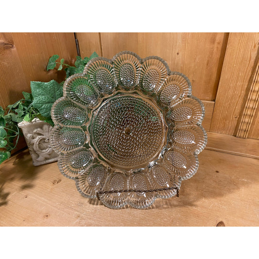 Vintage Hobnail Glass Egg Plate | Clear Glass Deviled Egg Serving Platter | Cottagecore Table Decor | Midcentury Modern Serving Dish | MCM