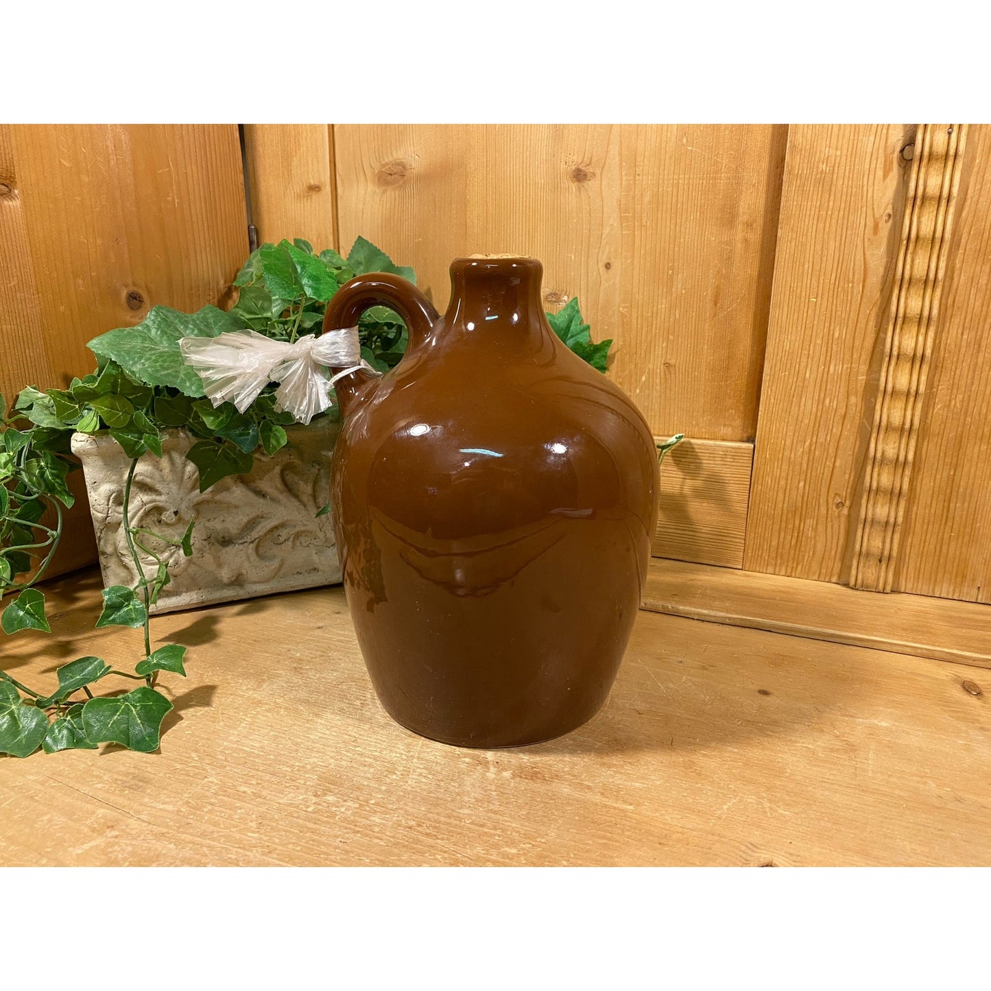 Vintage Little Brown Jug Music Box Decanter | Musical Brown Ceramic Jug Whiskey Decanter | Midcentury Modern Bar Decor | Novelty Decanter