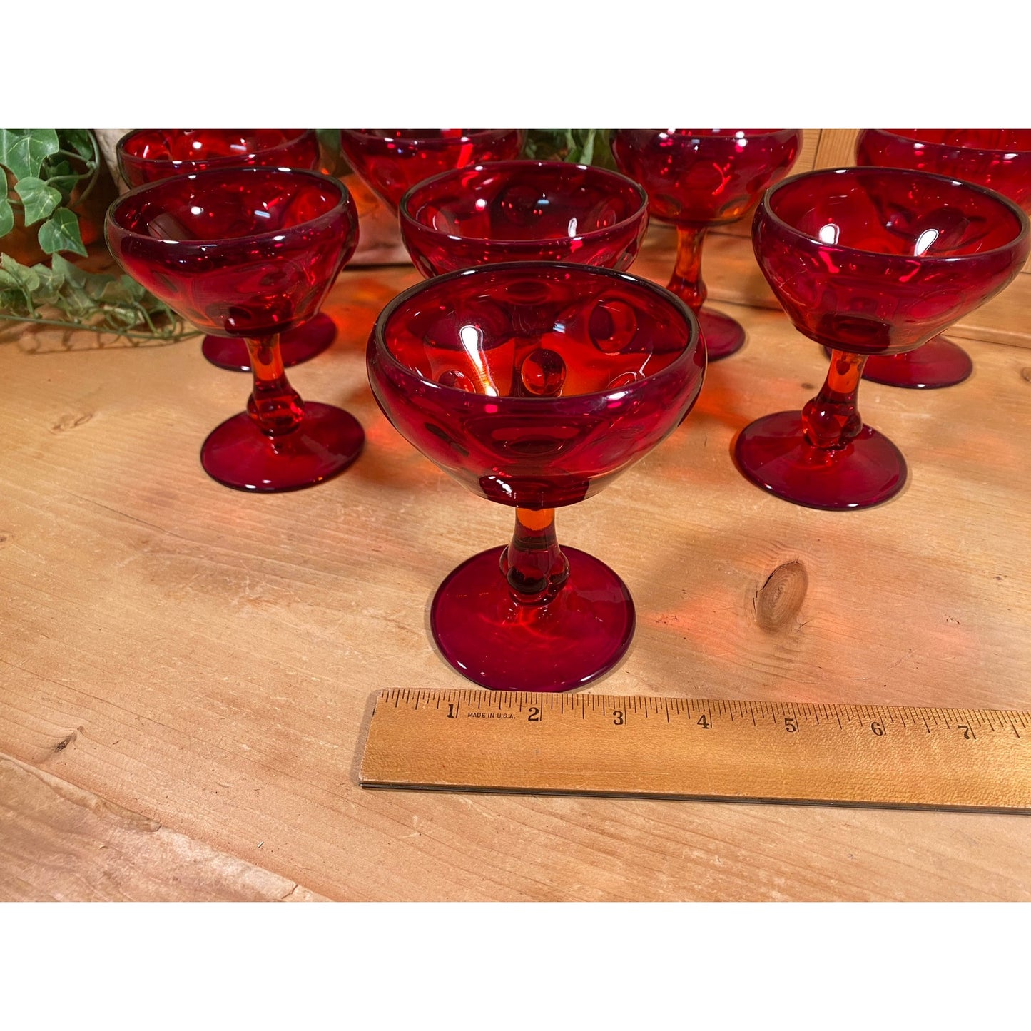 Vintage Ruby Red Champagne Glasses - Set of 8  | Popeye & Olive | Ruby Red Wine, Sherbet, Sorbet Glasses | Cottagecore Table Decor | MCM