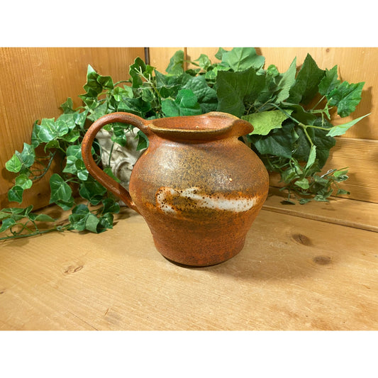 Vintage Rustic Handmade Pattery Pitcher | Spunec Pottery | Brown and White | Bohemian Decor | Cottagecore Table Decor | Boho Pottery Pitcher