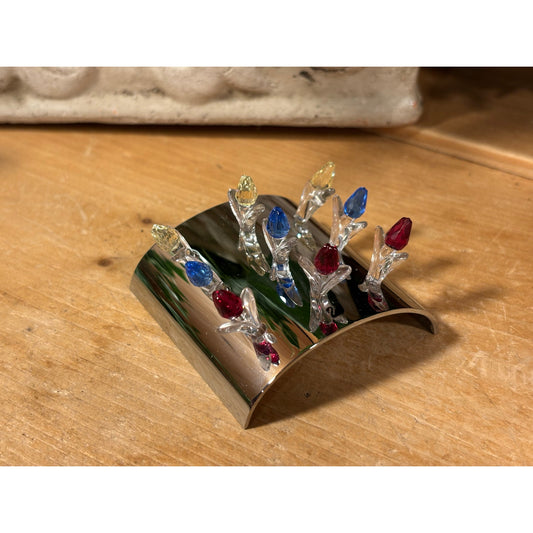 Vintage Swarovski Crystal Tulip Garden with Box | Nine Crystal Tulips and Metal Base | 600347 | Swarovski Collectible | Shabby Chic Decor