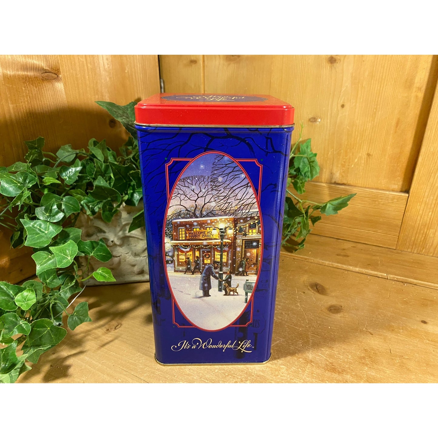 Vintage Christmas Tin: Oreo Cookies | It's A Wonderful Life | 1993 Collector's Edition | Square Canister | Vintage Advertising | Farmhouse