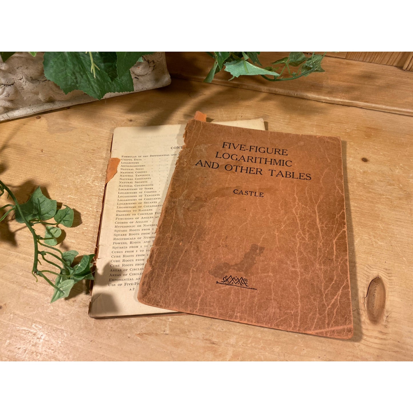 Vintage Hardcover Text Book | Five Figure Logarithmic and Other Tables | Frank Castle | 1922 | Mathematics | Vintage Math Text Book