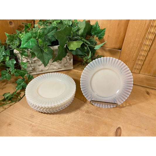 Vintage Light Green Uranium Glass Dishes - Set of 9 | Petalware | Scalloped Uranium Glass Plates | Cottagecore Table Decor | Shabby Chic