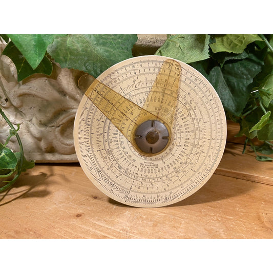 Vintage Gibson Midget Circular Slide Rule | 1931 | Academia Office Decor | Collectible 1930s Slide Rule