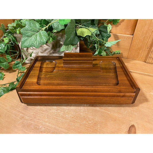 Vintage Mens Wooden Tiered Valet Tray Drawer | Brown Wood Dresser Tray | Midcentury Modern | Bedroom Decor | MCM Dresser Decor | Butler Box