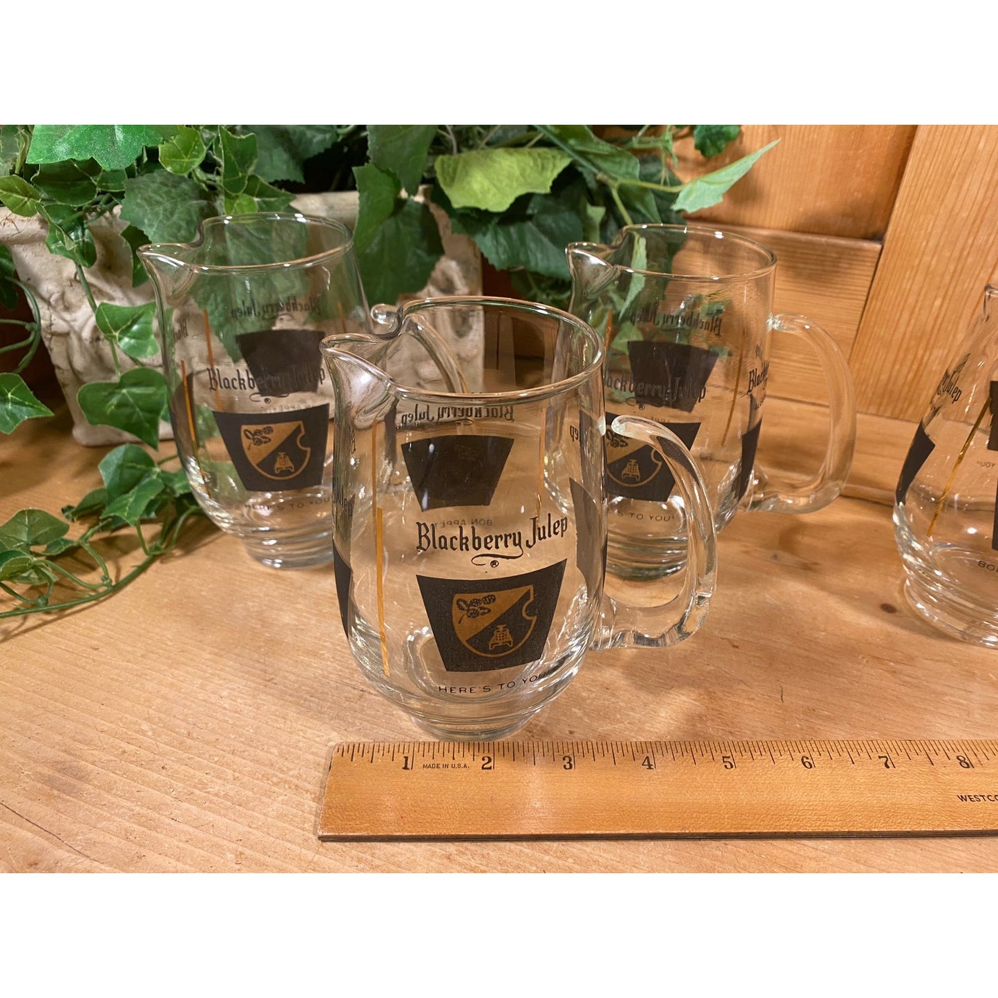 Vintage Glass Blackberry Julep Glasses - Set of 4 | Mixing Glasses | Vintage Southern Kitchen | Academia Barware | Cocktails Glasses Set