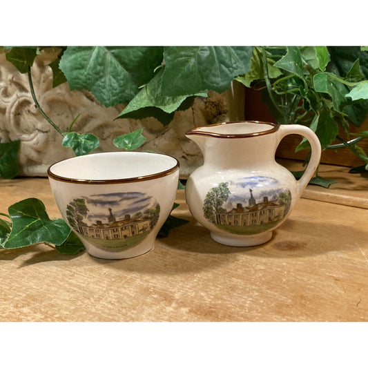 Vintage Mount Vernon Porcelain Sugar Bowl and Creamer - Set of 2 | Jonroth | England | Cottagecore Decor | Sugar Bowl + Cream Pitcher