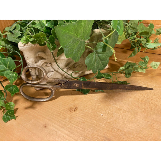 Vintage Tailor's Shears | I.P. Hyde | Forged Steel Sewing Shears | Steel Scissors | Sewing | Primitives | Farmhouse Shelf Decor