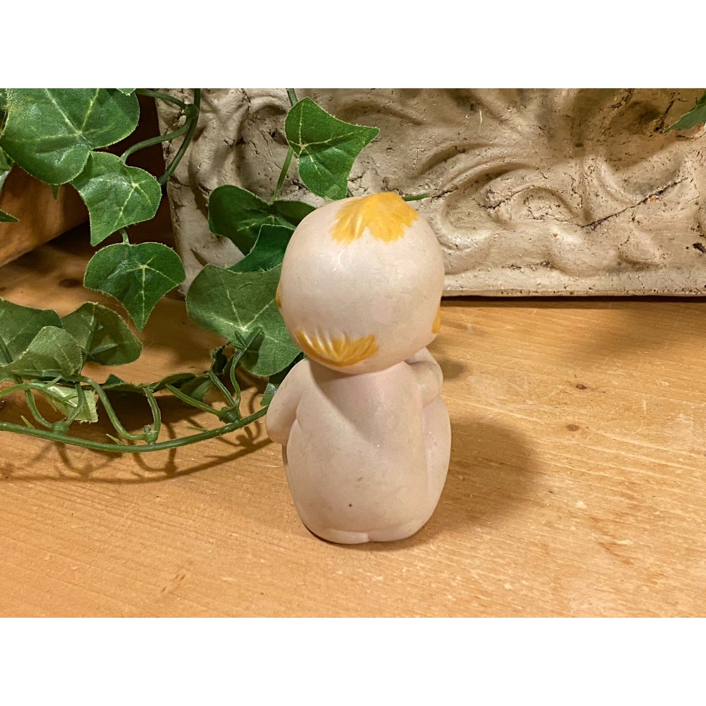 Vintage Ceramic Kewpie Doll with Blonde Hair | Lefton | Baby Doll Figurine | Midcentury Modern Shelf Decor | MCM | Collectible Kewpie Doll