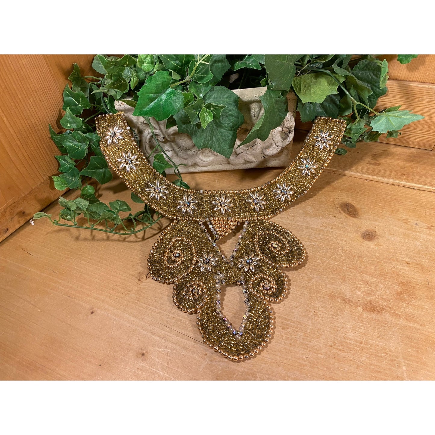 Vintage Beaded Collar Necklace | Textile Dress Collar with Ornate Beading | Shabby Chic Fashion | Victorian Dress Collar