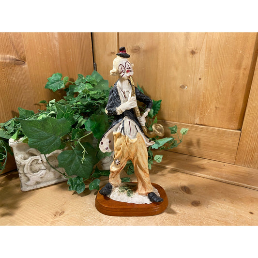 Vintage Ceramic Clown Figurine | R. Ferolanza | Hobo Clown Playing A Saxophone | Clowns | Midcentury Modern Shelf Decor | Circus Collectible