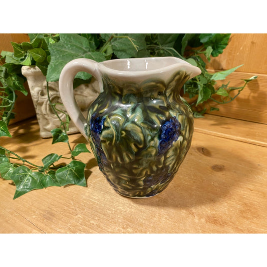 Vintage Pottery Creamer with Blueberries | John B. Taylor Ceramics | Small Hand-Painted Ceramic Pottery Pitcher | Cottagecore Kitchen Decor