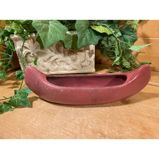 Vintage Mauve Pink Ceramic Canoe Planter | Niloak Pottery | Vintage Farmhouse Shelf Decor | Primitives | Midcentury Modern Table Decor