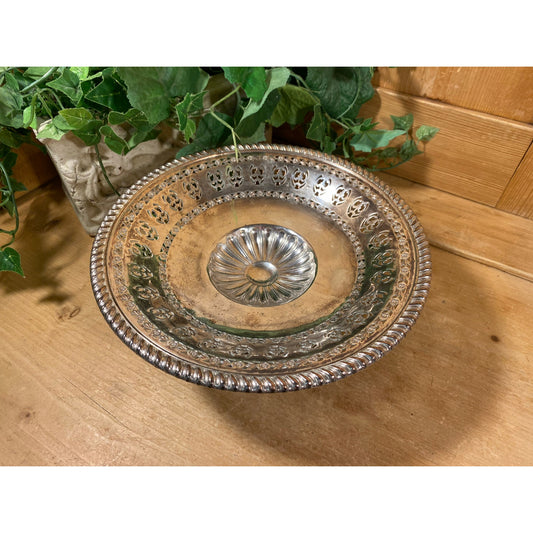 Vintage Silver Plated Filigree Pedestal Bowl | Birks Regency Plate | Academia Table Decor | Silver Pedestal Dish | Victorian Fruit Bowl