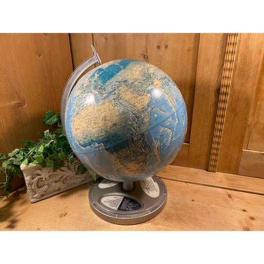 Vintage Rand McNally World Portrait School Globe On Stand | Almanac Facts | Raised Typography | 1960s | Midcentury Modern Decor | Academia