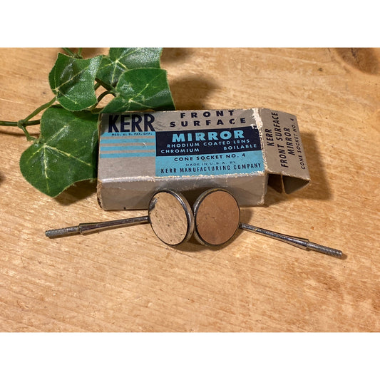 Vintage Kerr Front Surface Mirror Set In Original Box | Cone Socket #4 | Dental Tools | Rhodium Coated Mouth Mirror | Midcentury Dental Tool