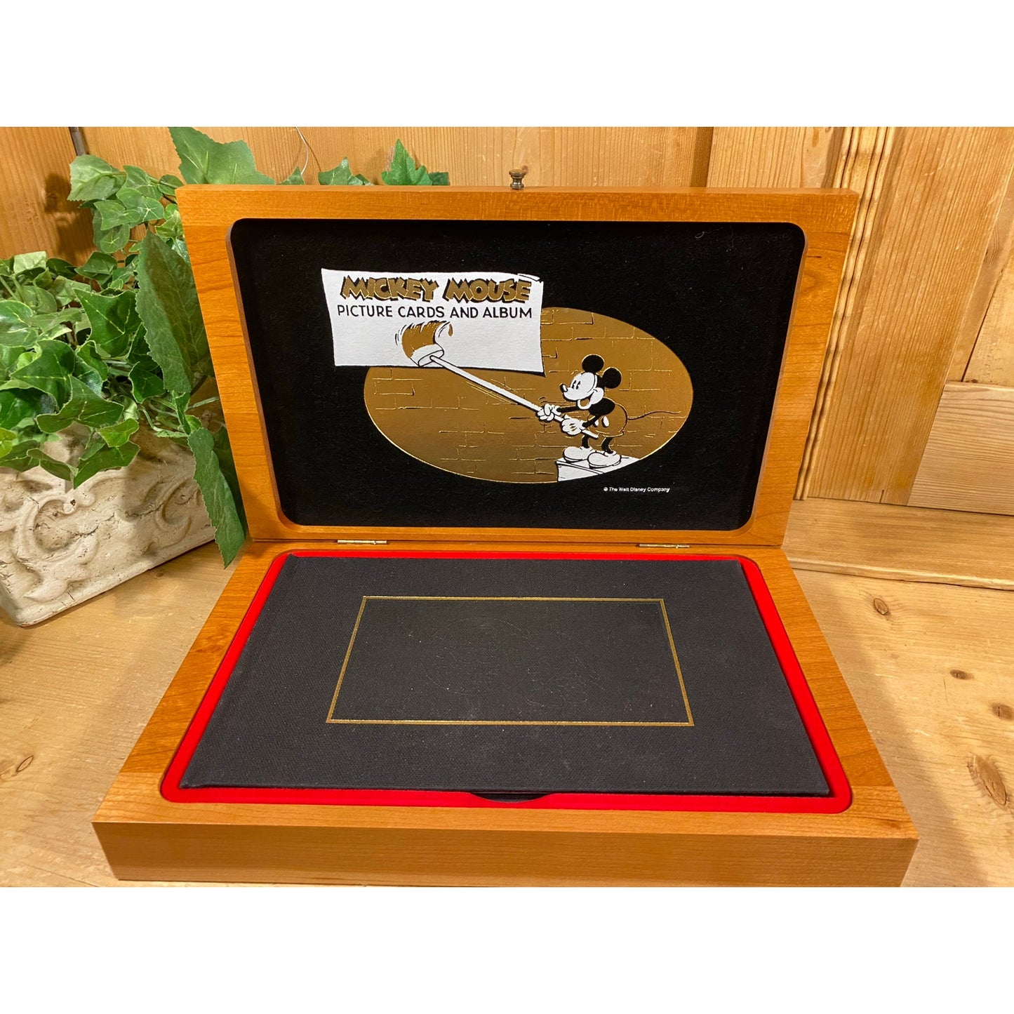 Vintage Mickey Mouse Cartoon Picture Cards and Album In A Wooden Box | Disney | Reproduction 1930s Trading Cards | Wooden Mickey Mouse Box