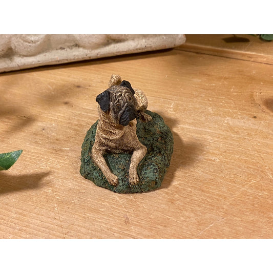 Vintage Cold Bronze Cast "Pug" Dog Figurine | Kennel Collection | Marsha A. Richardson | Cottagecore | Handcrafted In Boone, NC | Dog Figure