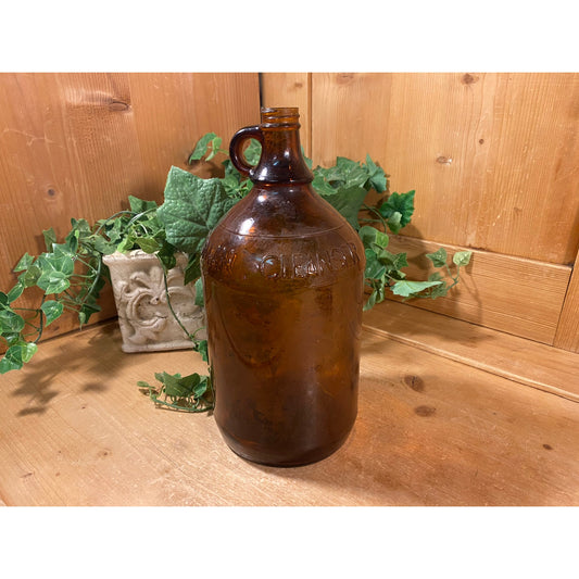 Vintage Brown Glass Bleach Jug | Roman Cleanser | Rustic Farmhouse Kitchen Decor | Brown Duraglas Jug | Primitives | Old Brown Glass Bottle