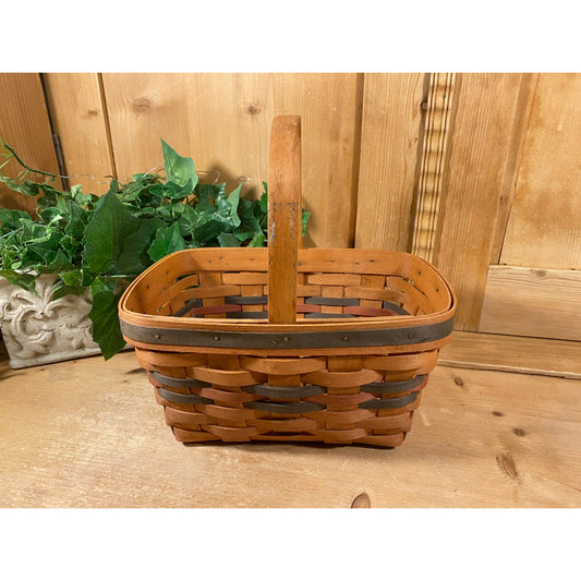 Vintage Longaberger Spring Basket with Handle | Small Wicker Gathering Basket | Rustic Farmhouse Decor | Cottagecore | Primitive Kitchen