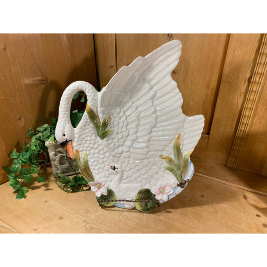 Vintage Elegant White Ceramic Swan Platter | Swan Serving Dish | Cottagecore Table Decor | Swans | White Swan Plate | Shabby Chic Kitchen