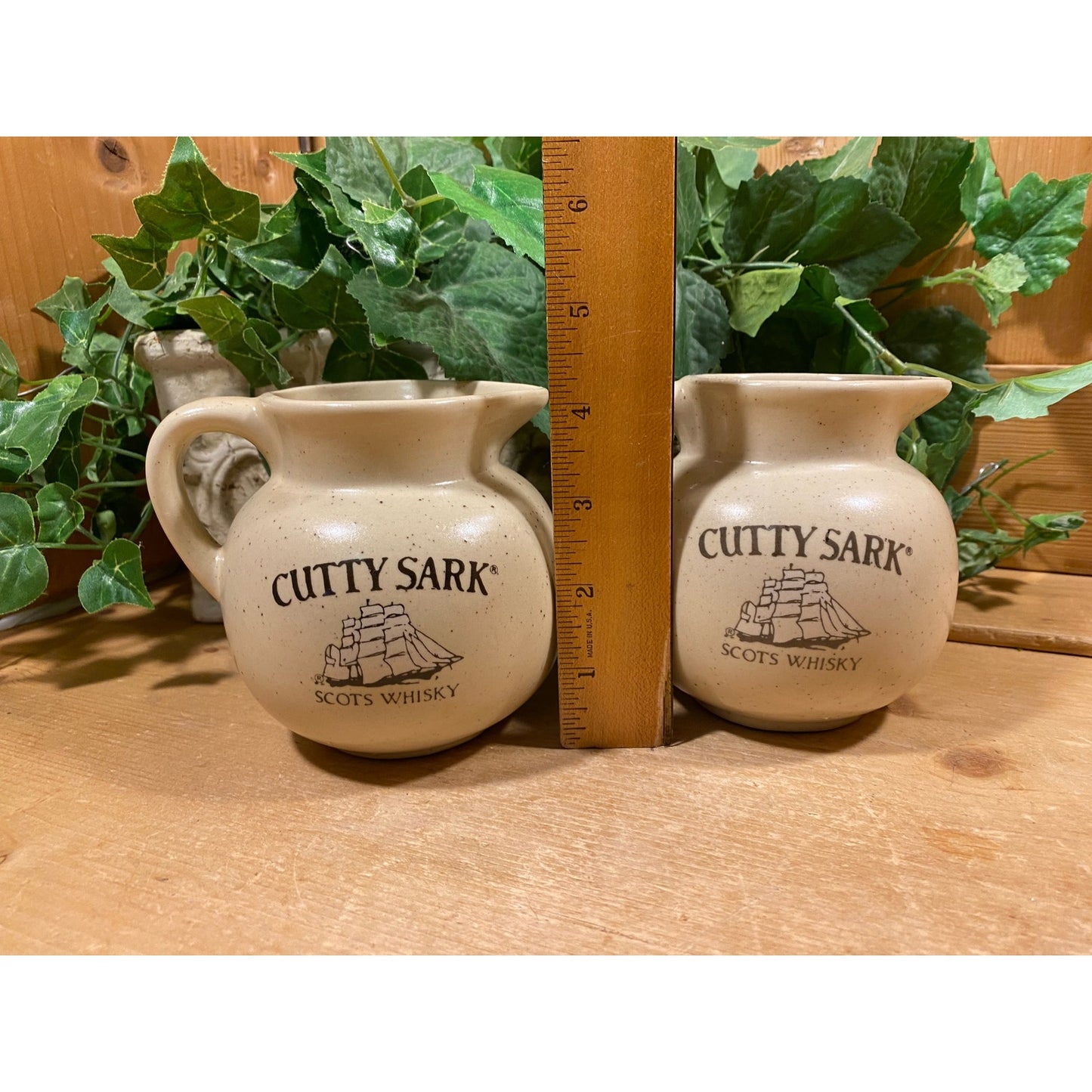 Vintage Cutty Sark Whiskey Pitchers | Scots Wisky | Ceramic Whiskey Pitchers with Printed Logo + Sailing Ship | Academia Decor | Home Bar