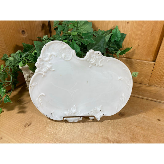 Vintage Opalescent Milk Glass Dresser Tray | Dithridge | Scalloped White Glass Vanity Tray | Shabby Chic Decor | Victorian | Cottagecore