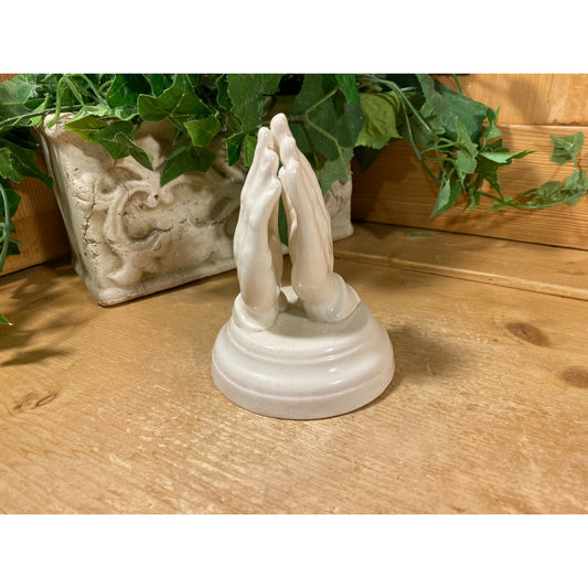 Vintage White Porcelain Praying Hands Statue | 1970's Decor | White Ceramic Prayer Hands | Religious | Midcentury Modern | Christian Art