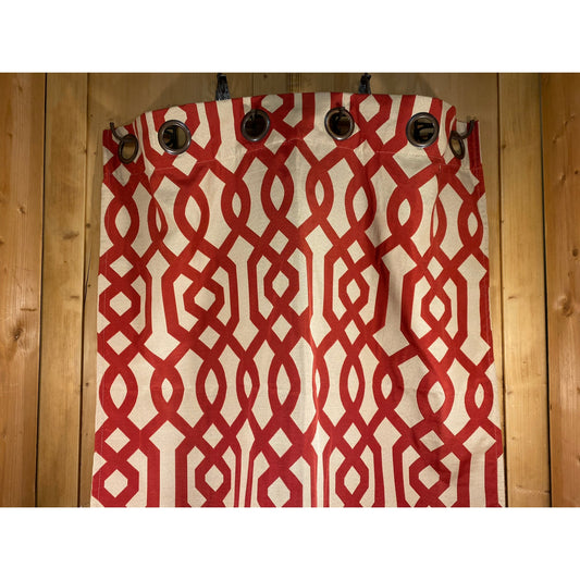 Kirkland's 84" Red/Beige Curtains with Metal Eyelets - Set of 4 | Cottagecore Room Decor | Red/Beige Lattice Print Drapes | Boho Curtains