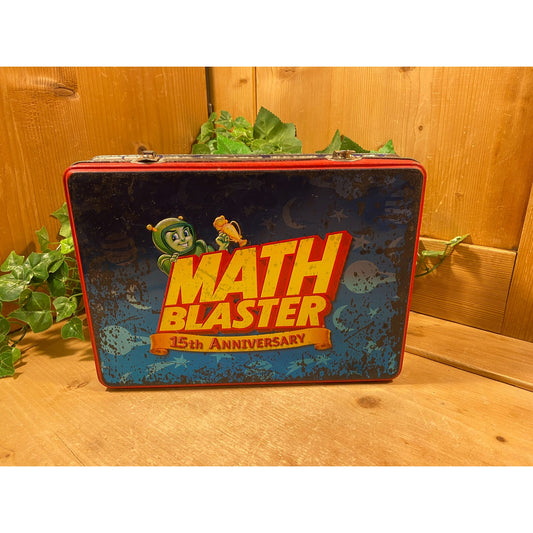 Vintage Math Blaster Metal Lunch Box | 15th Anniversary Lunch Box | Retro Math Video Game Collectible | Academia Shelf Decor | Math Blaster