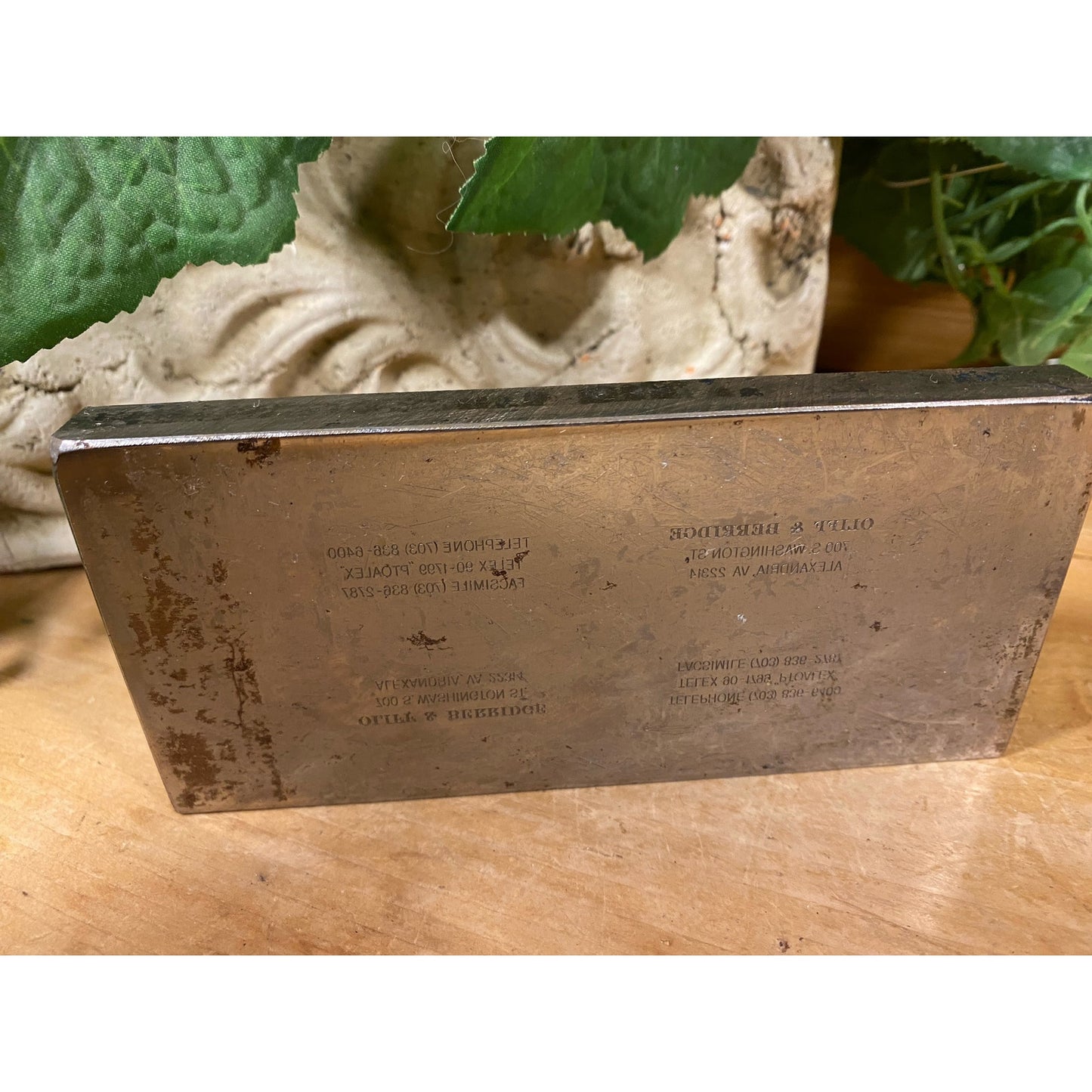 Vintage Oliff and Berridge Metal Letterpress Print Block | Vintage Metal Printing Block | Print Block