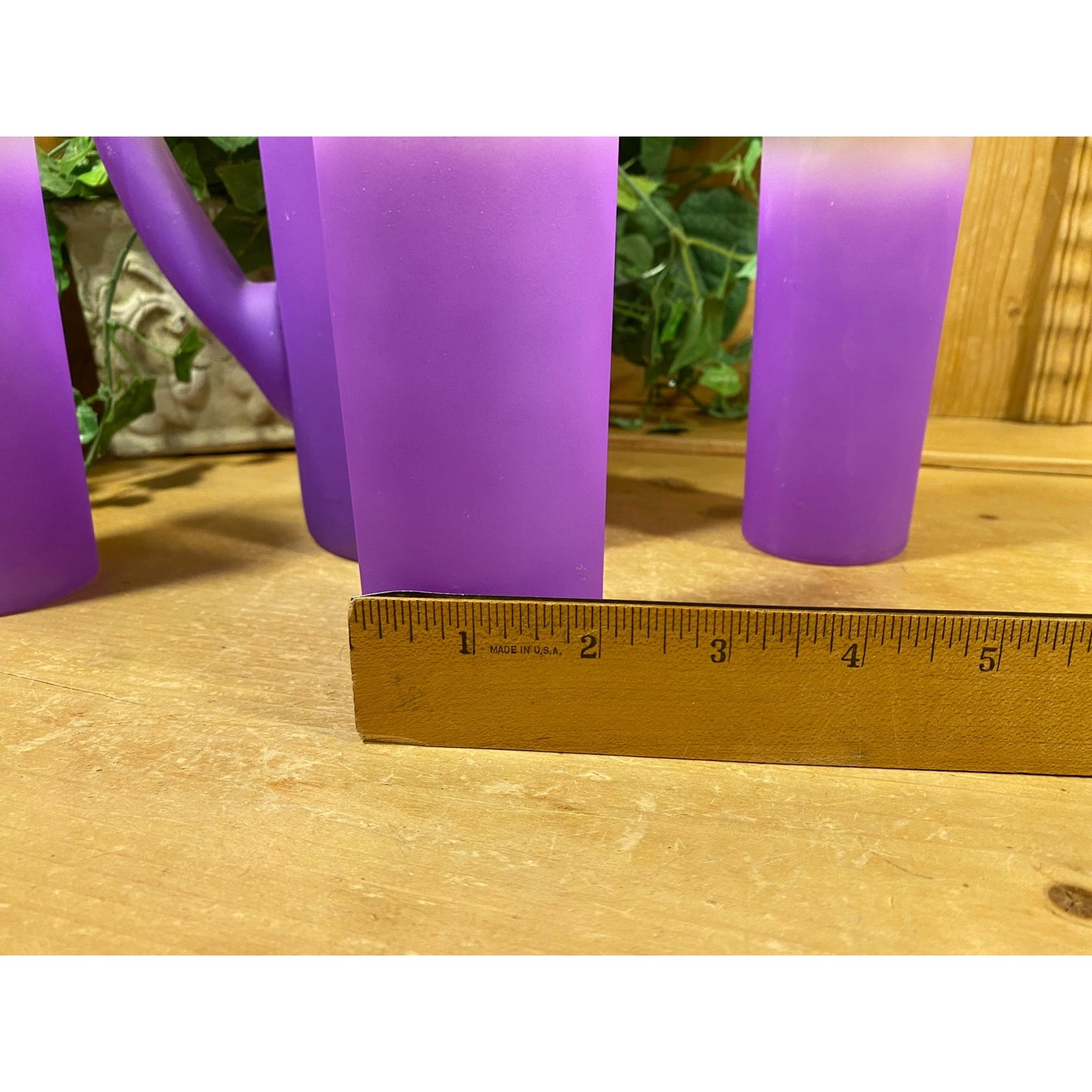 Vintage Blendo Frosted Purple Glass Pitcher and Tumblers - Set of 4 | Midcentury Modern Drinkware Set | Purple Ombre Glass Pitcher + Glasses