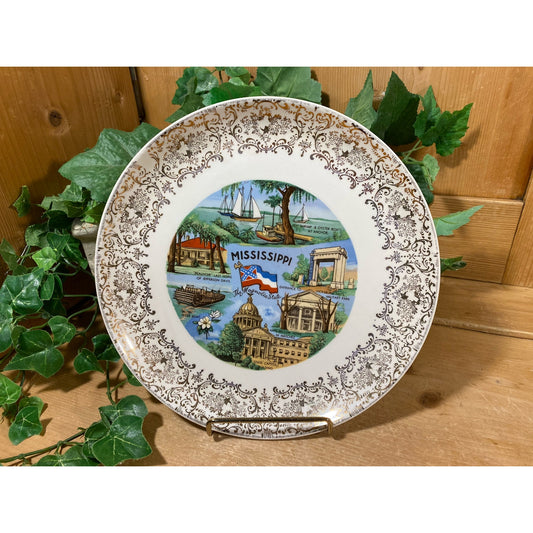Vintage Souvenir Plate | Mississippi | USA Travel Plate | Midcentury Modern Wall Decor | Americana | Collector Plate | Mississippi Souvenir