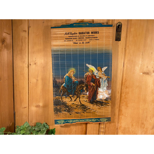 Vintage Advertising for Radiators | Christmas Bamboo Wall Hanging | R.N. Taylor Radiator Works | Mary and Joseph | Vintage Sales Ad