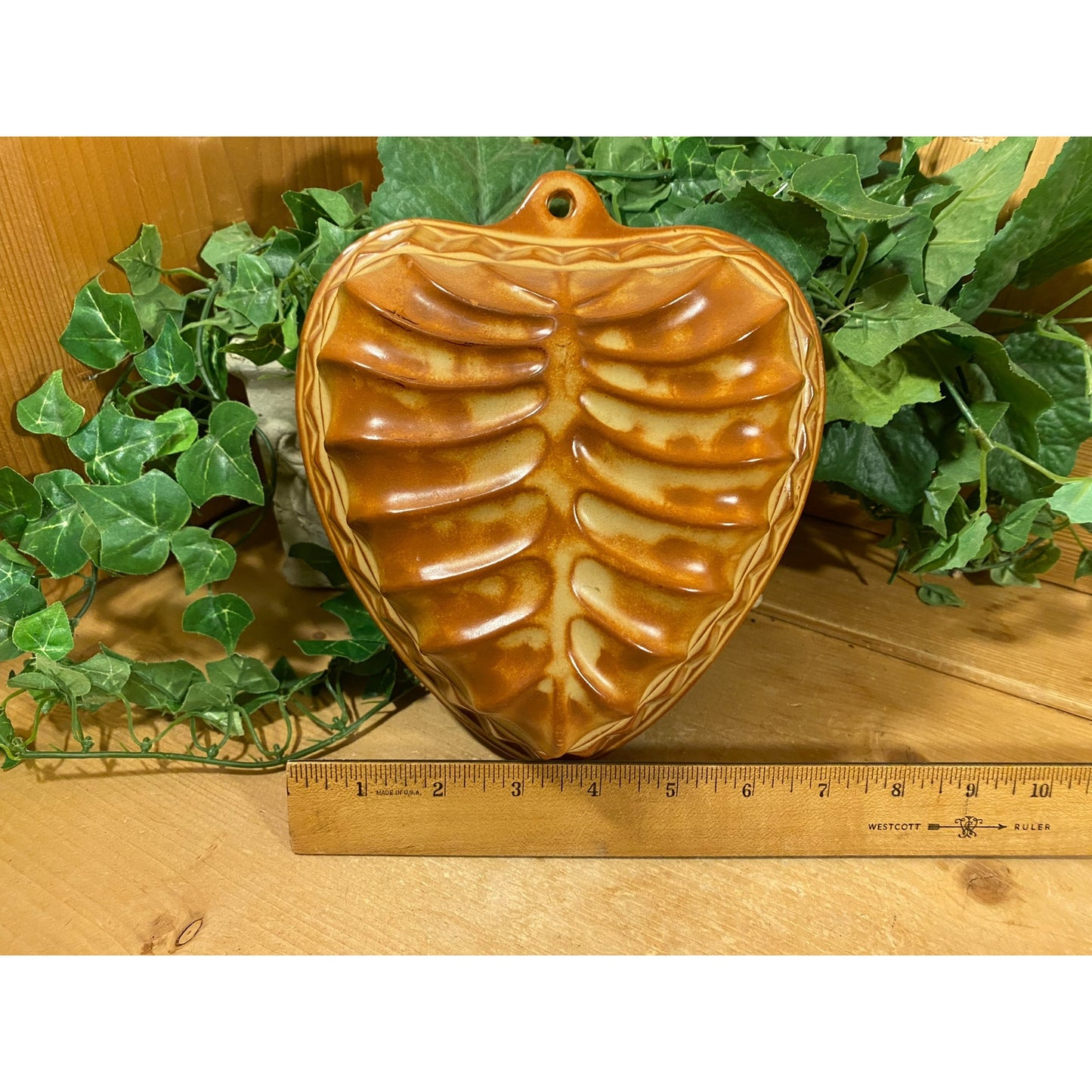 Vintage German Glazed Heart-Shaped Pottery Baking Mold | Farmhouse Kitchen | Cottagecore Kitchen Decor | Heart Wall Decor | German Pottery