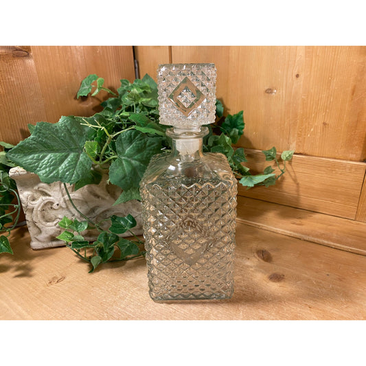 Vintage 1968 Kentucky Bourbon Whiskey Decanter |  I.W. Harper | Square Glass Whiskey Decanter with Stopper | Academia Table Decor | Home Bar