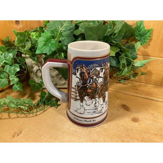 Vintage Ceramic Budweiser Stein | 1989 | Budweiser Clydesdale Horses | Strength, Power, Beauty | Ceramarte Beer Stein | Retro Barware