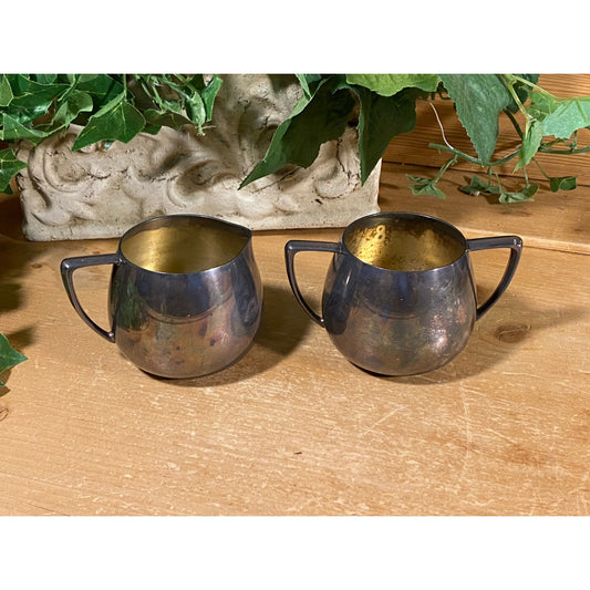 Vintage Empire Crafts Silverplated Sugar Bowl and Creamer - Set of 2 | Academia Decor | Metal Sugar Bowl + Creamer | Cream and Sugar Set