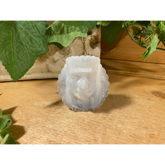 Vintage Art Glass Indian Chief Toothpick Holder | Boyd Glass | Opalescent Oyster White Depression Glass Toothpick Holder | Midcentury Modern