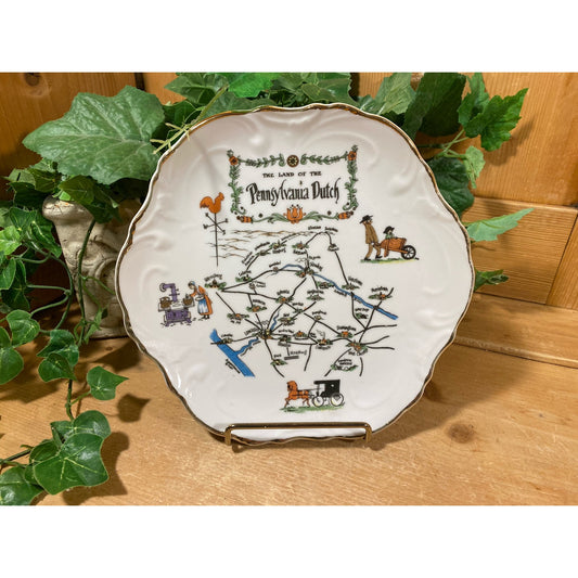Vintage Souvenir Plate | Amish Country | Pennsylvania Dutch | Midcentury Modern Wall Decor | Americana | Collector Plate | Travel Souvenir