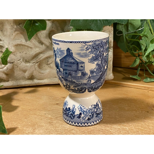 Vintage Blue Transferware Ironstone Double Egg Cup | Johnson Bros. | Historic America Blue Collection | Made in England | Farmhouse Decor