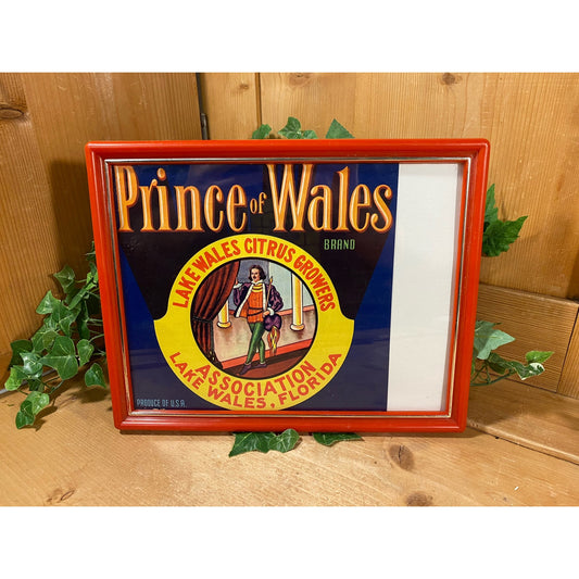 Vintage Framed Fruit Crate Label | Prince of Wales | Advertising Artwork | Lake Wales Citrus Growers | Farmhouse Kitchen Wall Decor