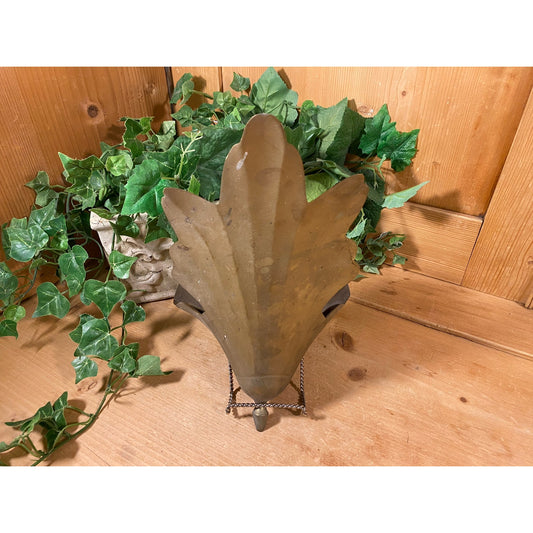 Vintage Brass Fleur Wall Planter (pictured here on an easel) | Metal Wall Pocket Planter | Academia Decor | Brass Wall Decor