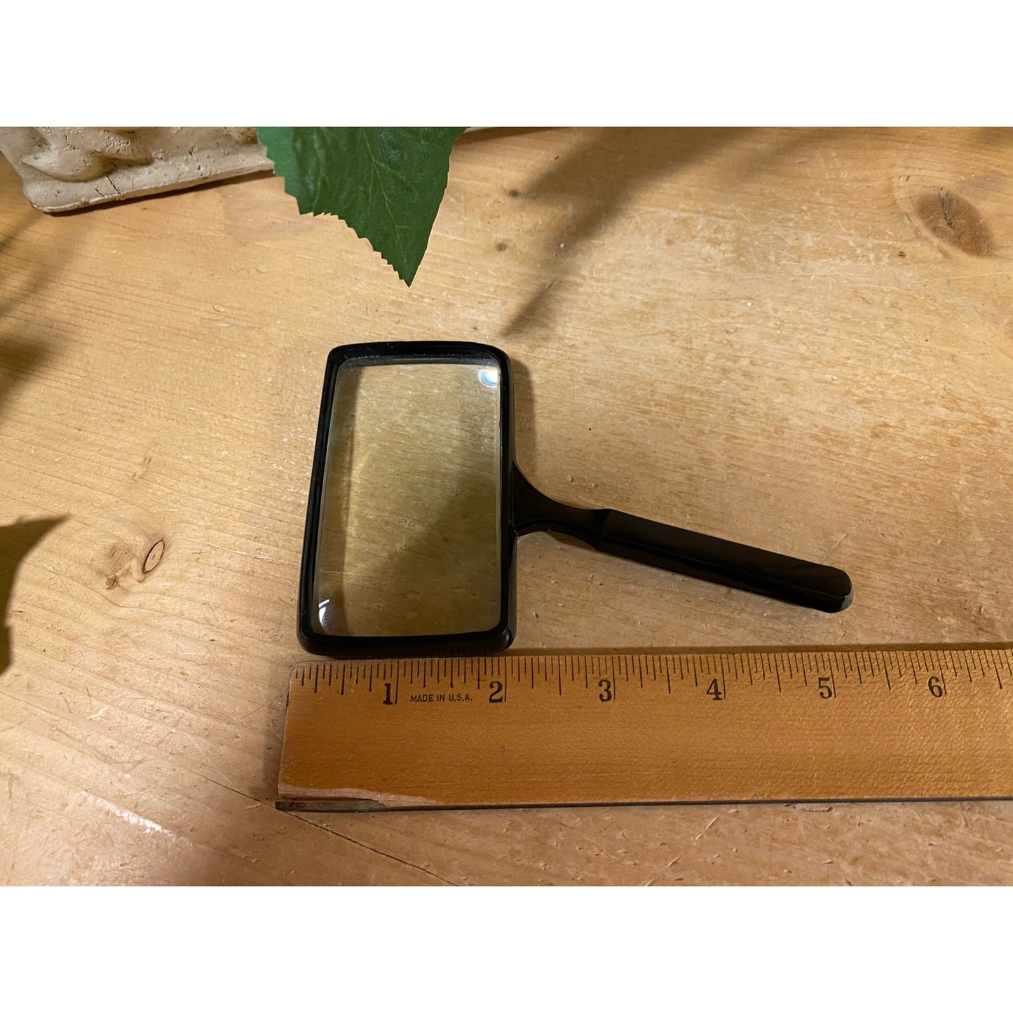 Vintage Magnifying Glass In Original Box | Rectangular Magnifying Glass with Black Frame and Handle | Magnifier | Reading Glass | Academia