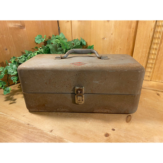 Vintage Rusty Gray Metal Tool Box | Morhand | Workshop/Workbench Organization | Hand Tools Storage | Industrial Decor | Farmhouse Decor