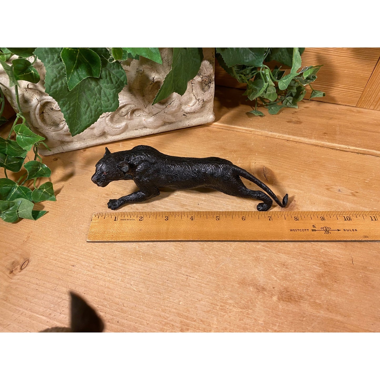 Vintage Realistic Heavy Molded Plastic Animals - Set of Four | Black Panther, Kangaroo, Koala Bear with Baby, Chimpanzee with Baby | Toys